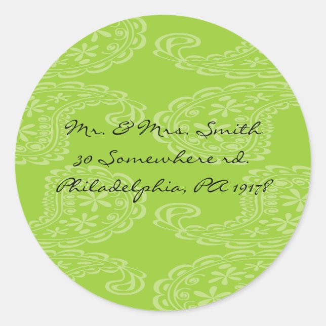 Paisley Happy Birthday Fiesta Pegatina Sello verde (Anverso)