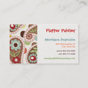 Paisley más plana - rosa - tarjeta de visita