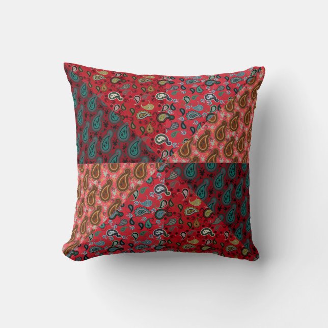 Paisley Patchwork, Boho Style, Hippie Cojín decora (Anverso)