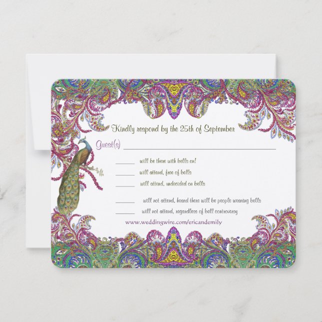 Paisley Peacock Colors RSVP (Anverso)