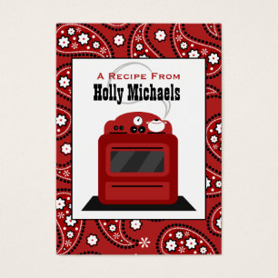 Paisley roja y tarjetas retras de la receta de la