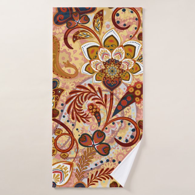 Paisley seamless pattern with flowers in indian st (Toalla de baño)