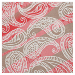 Paisley Textil   Impresión de tela verde rosa roja