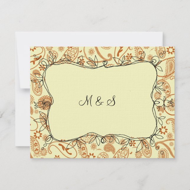Paisley Vines Naranja RSVP (Anverso)