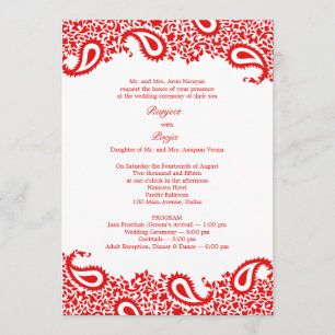 Paisleys Boda con programas Invitación plana