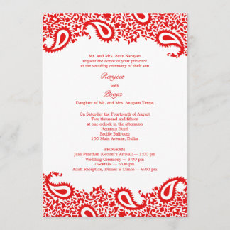 Paisleys Boda con programas Invitación plana