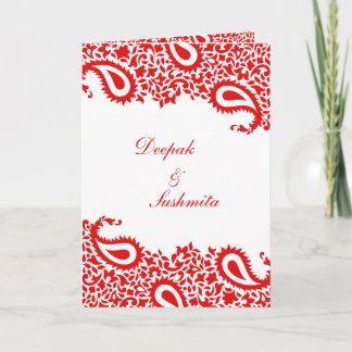 Paisleys Elegant Indian Boda Invitación doblada