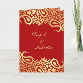 Paisleys Elegant Indian Boda Invitación doblada