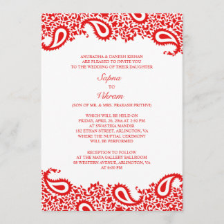 Paisleys Elegante Boda Indio Invitación plana
