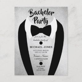 Pajarita de esmoquin plateado para invitación de d