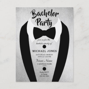 Pajarita de esmoquin plateado para invitación de d