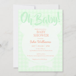Pajarita de oso verde claro Invitación a baby show