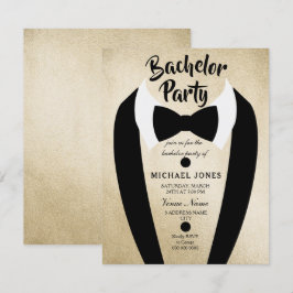 Pajarita de Tuxedo Dorado Invitación para Despedid