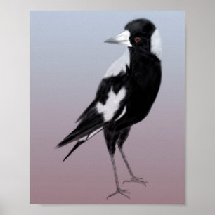 Pajarito de arte de pájaro blanco negro