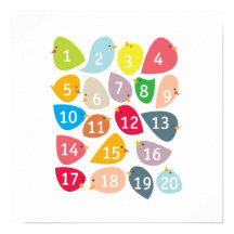 Pajaritos numerados. Decoración de guardería.