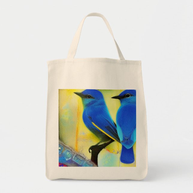 Pájaro azul de la felicidad en la bolsa (Frente)
