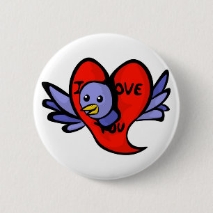 Pájaro azul del botón del día de San Valentín
