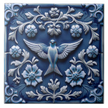 Pájaro azul índigo Azulejo portugués de Lisboa