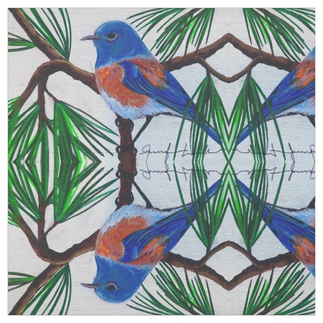 Pájaro azul occidental en tela de pino (Retal)