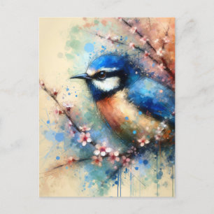 Pájaro azul, postal