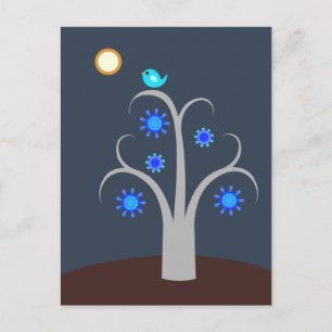 Pájaro azul, postal lunar completa