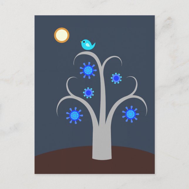 Pájaro azul, postal lunar completa (Anverso)
