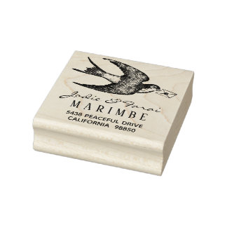 Pájaro azul vintage con sello de dirección de cart