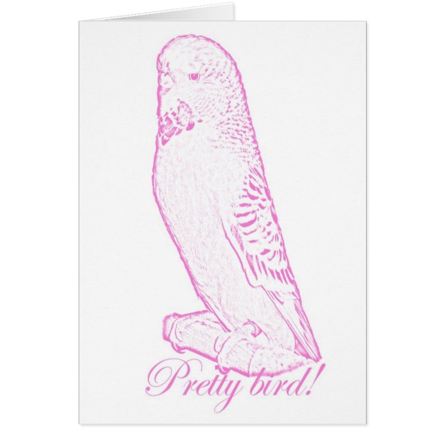Pájaro bonito en tarjeta rosada (Frente)