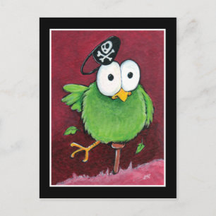 Pájaro caprichoso del pirata con la postal de la
