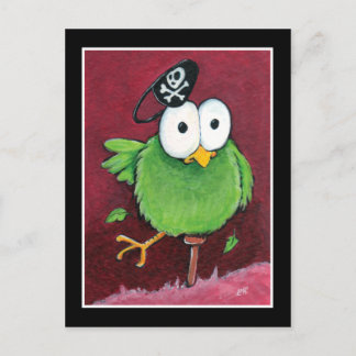Pájaro caprichoso del pirata con la postal de la
