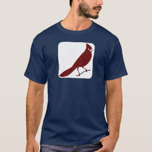 Pájaro cardinal en camiseta de la casilla blanca