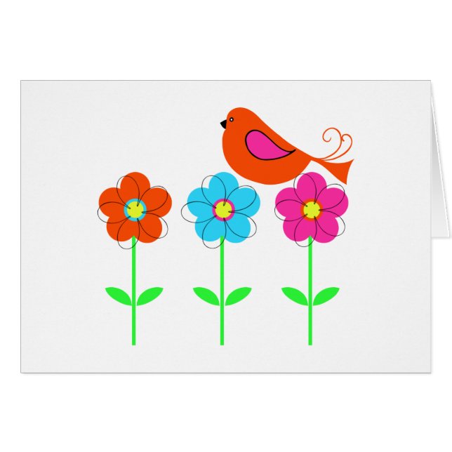 pájaro colorido con las flores coloridas (Anverso (Horizontal))