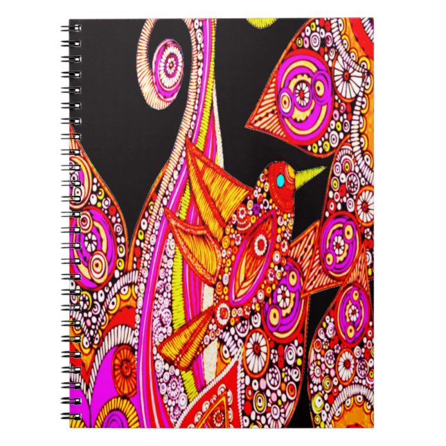 Pájaro Colorido De Paraíso Cuaderno De Espiral Neg (Frente)