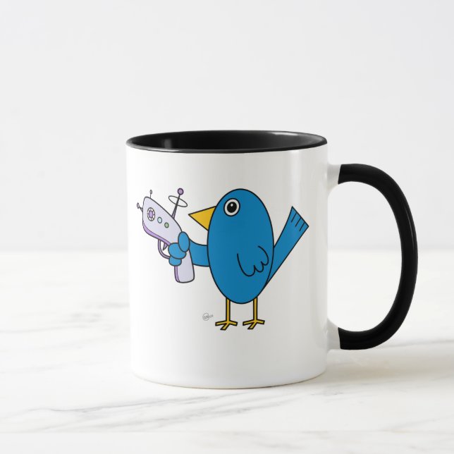 Pájaro con Raygun - taza (Derecha)