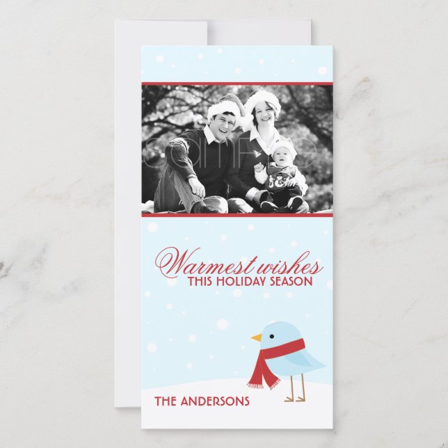 Pájaro con tarjetas fotográficas de Navidades de j (Anverso)