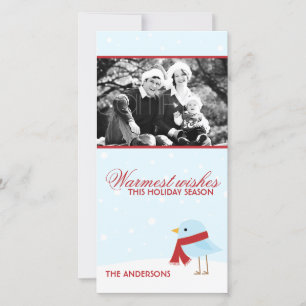 Pájaro con tarjetas fotográficas de Navidades de j