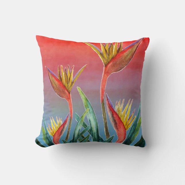 Pájaro de almohada floral tropical del paraíso (Anverso)