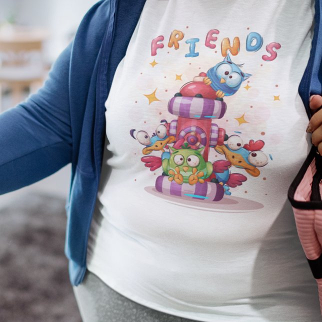 Pájaro de amigos de clase (Cute Friends Bird Plus Size T-Shirt)
