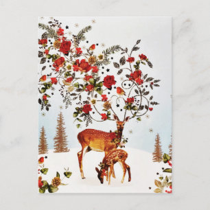 Pájaro de amor de invierno Navidad Árbol Acuarela