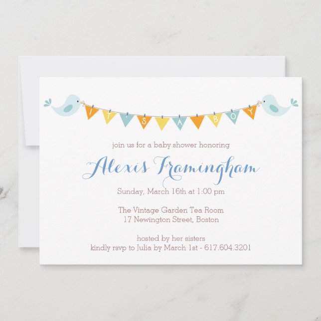 Pájaro de bebé que golpea la invitación de Baby (Anverso)