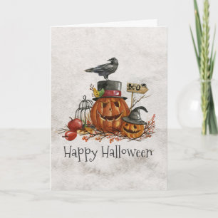Pájaro de Halloween y tarjeta de felicitación