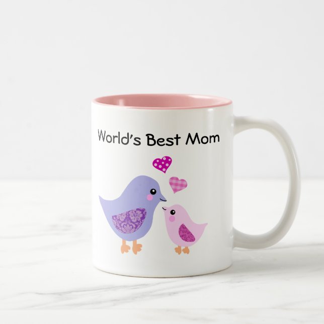Pájaro de la mejor mamá del mundo y taza lindos (Derecha)