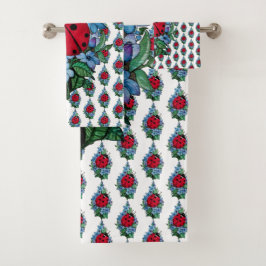 Pájaro De Ladybird Acuarela Con Flores Salvajes Az