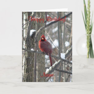 Pájaro del canto cardinal en invierno Tarjeta de c