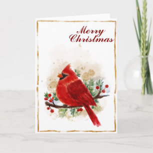Pájaro del cardenal del navidad de la acuarela