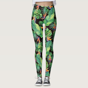 Pájaro del paraíso en la selva tropical leggings