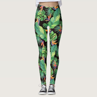 Pájaro del paraíso en la selva tropical leggings
