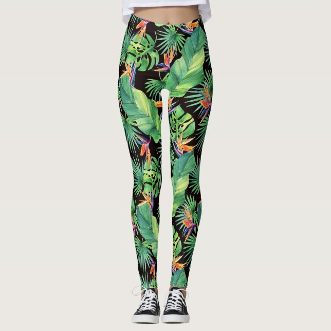 Pájaro del paraíso en la selva tropical leggings (Anverso)