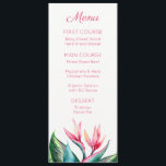 Pájaro del paraíso Monograma Menús Tropicales<br><div class="desc">Estas cartas a la carta boda presentan una acuarela de flores del paraíso. Puede cambiar los tamaños y colores del texto haciendo clic en el botón "Personalizar". Estos menús bodas son parte de una colección que incluye una amplia gama de artículos de papelería boda que coinciden, como invitaciones a bodas,...</div>