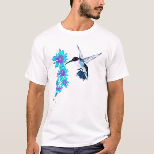 Pájaro del tarareo en camiseta azul
